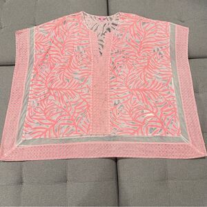 Lilly Pulitzer LINDAMarie Cover Up S/M Caftan Tunic VNeck Coral reef burnout